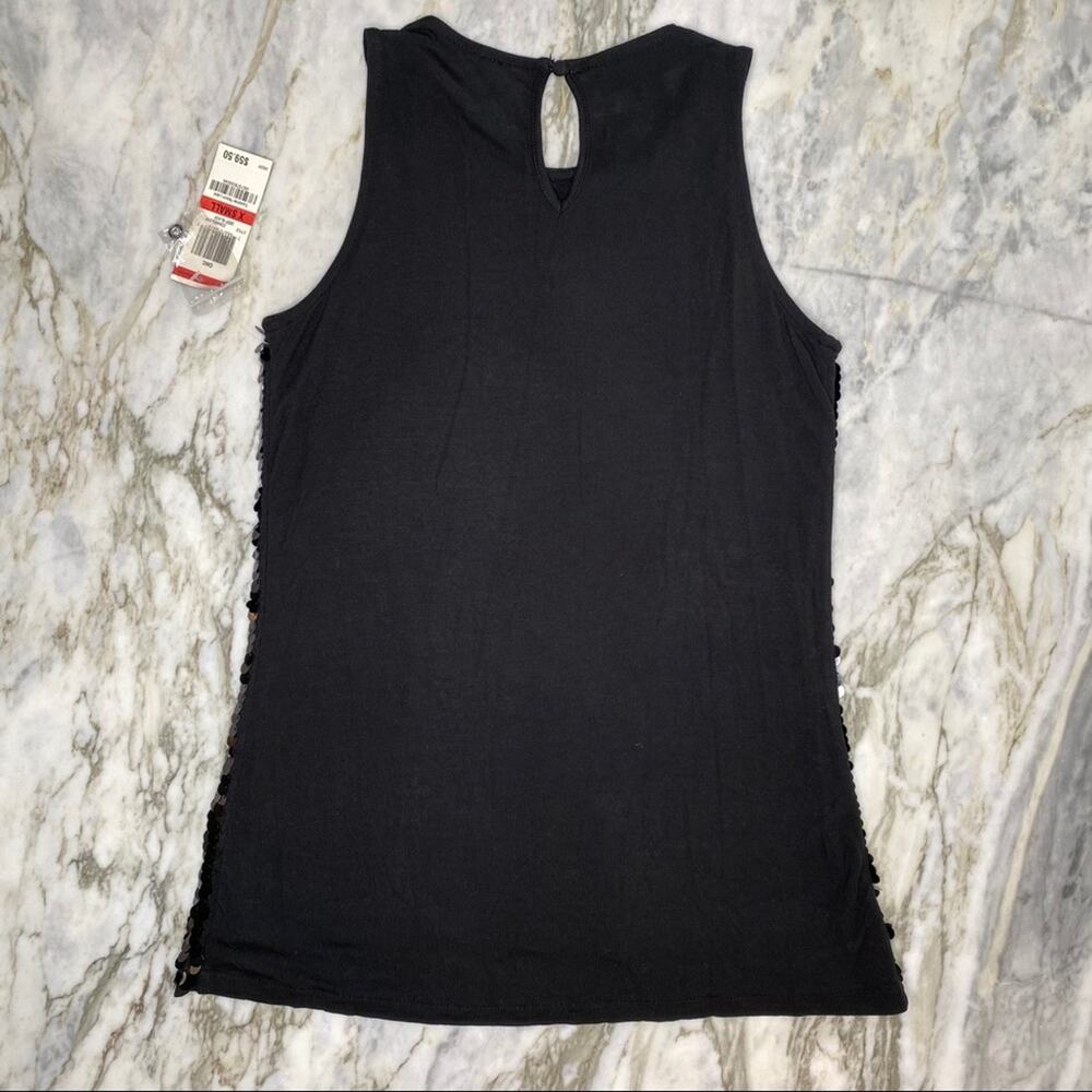 INC INTERNATIONAL CONCEPTS Black Sequin Embellished Sleeveless Blouse Top XS - Picture 5 of 7
